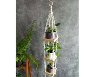 Wood furniture handmade, Wooden narrow tall plant shelf, Rustic boho shelf