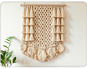 Ukrainian macrame leaf wall hanging, Large macrame wall hanging, Forest tapestry, Woven wall hanging, Macrame wall decor, Made in Ukraine