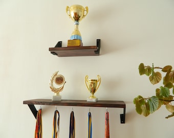 Personalized wooden medal holder for runners, Display hanger, rack, shelf, trophy holder for wall, Sports award Triathlon medal holder