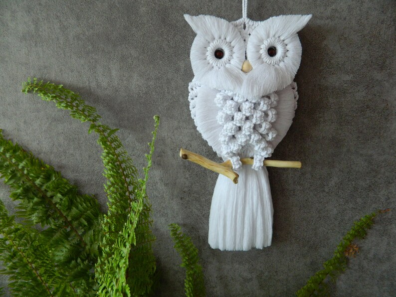 Charming Hand-Knotted Owl Wall Hanging Macrame Cotton Tapestry Unique Home Decor Delightful Gift for Owl Enthusiasts image 2