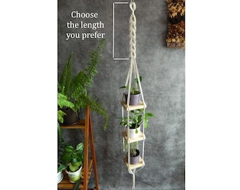 Handmade Macrame Plant Shelf: Vertical Window Hanging Planter