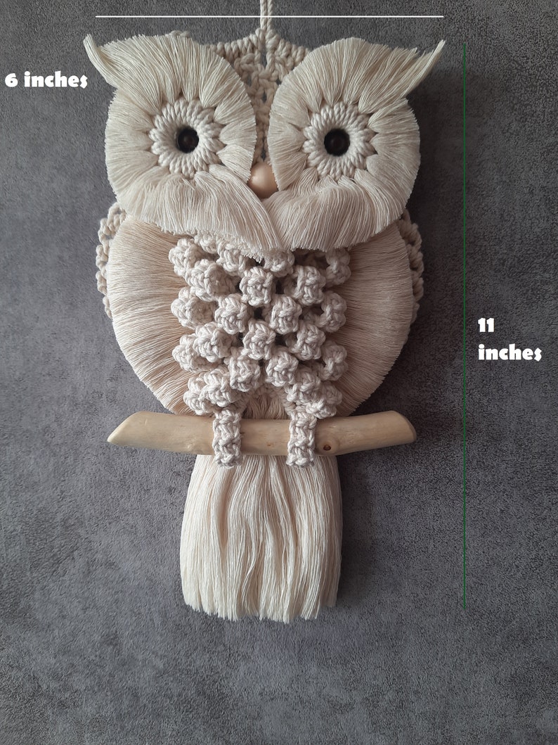 Charming Hand-Knotted Owl Wall Hanging Macrame Cotton Tapestry Unique Home Decor Delightful Gift for Owl Enthusiasts image 4
