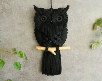 Macrame owl wall hanging, Hand woven owl tapestry, Above bed wall decor, Neutrall wall art, Handmade gift for sister, Housewarming gift