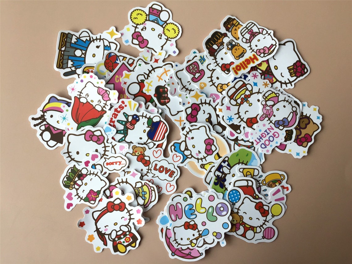 100 pezzi Hello Kitty Cute Cartoon Sticker bomb Cool Laptop Etsy