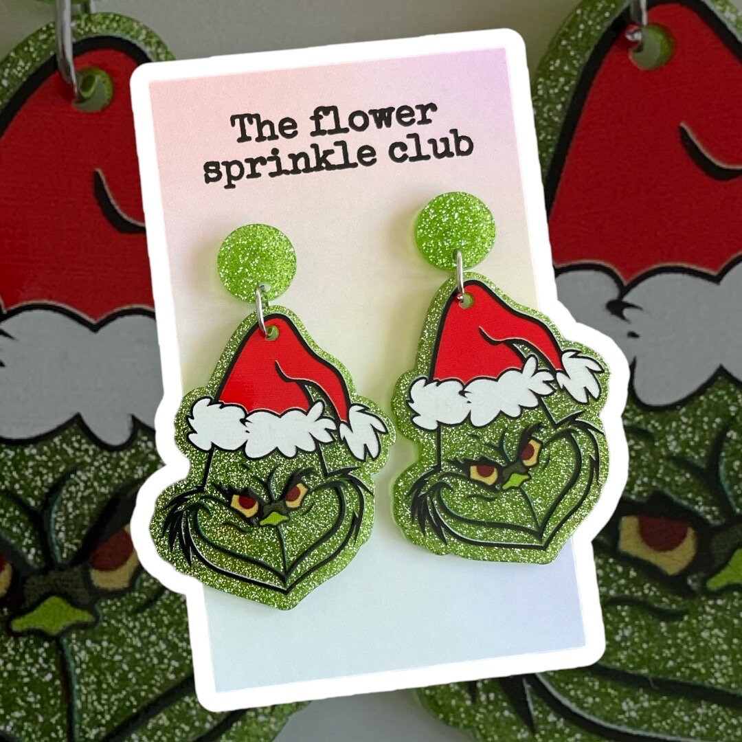 Dr. Seuss Dr Seuss Grinch Christmas Wreath Dangle Earrings - Macy's