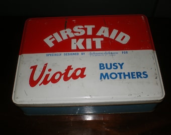 Johnson & Johnson vintage « Busy Mothers » Trousse de premiers soins en étain