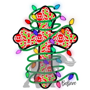Christmas Damask Cross PNG