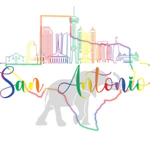 San Antonio Rainbow Skyline PNG