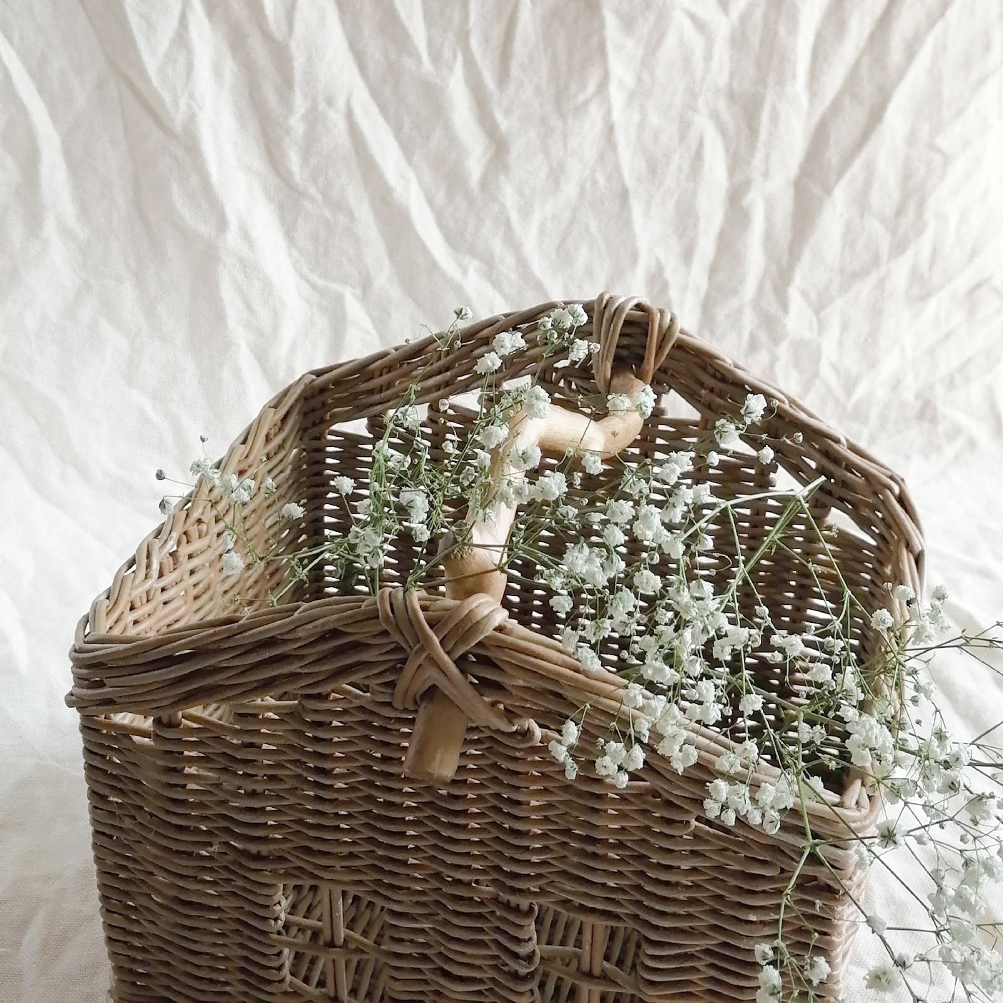 Handmade vintage basket house with a handle made of natural Etsy