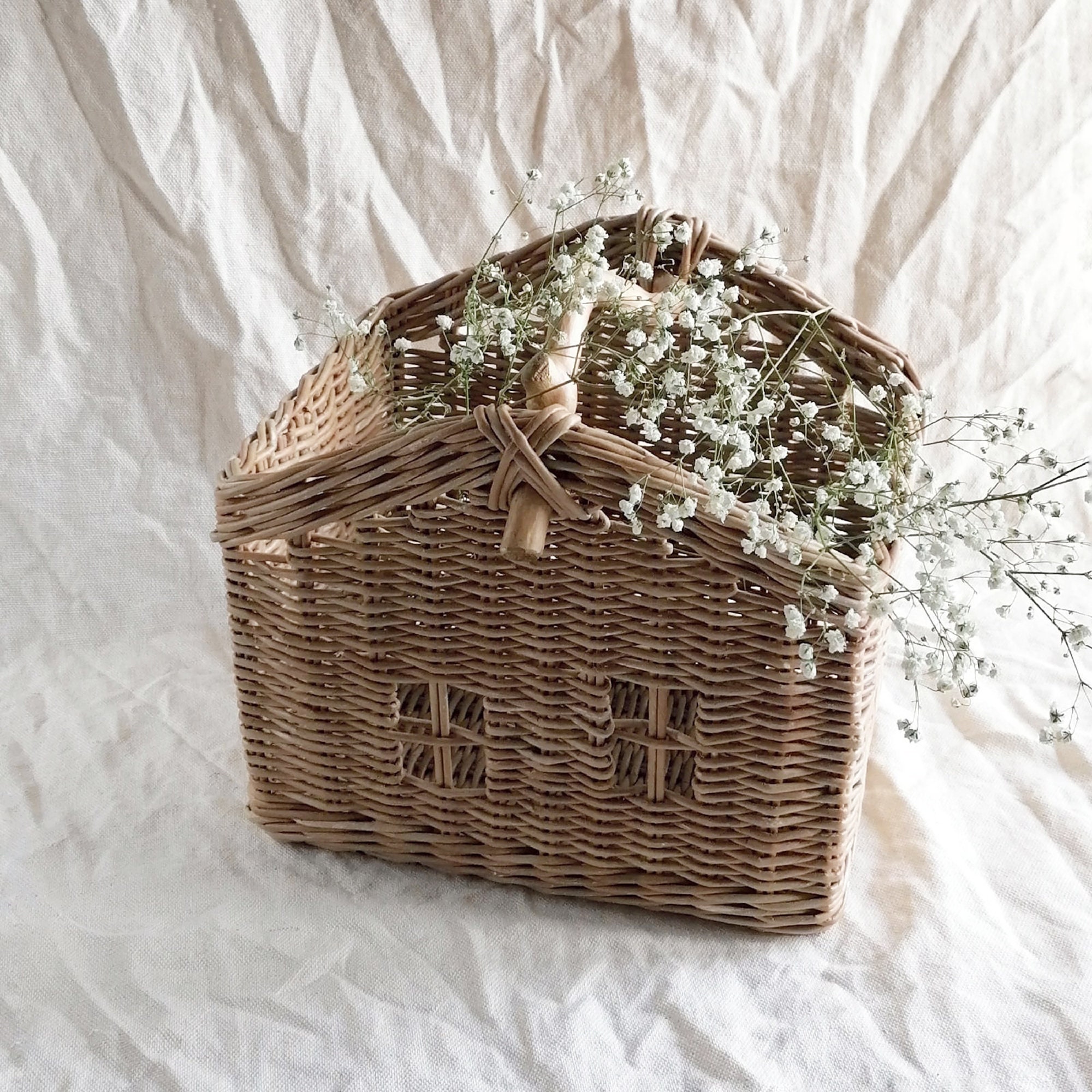 Handmade vintage basket house with a handle made of natural Etsy