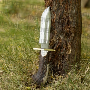 Couteau de chasse Bowie de chasse en acier D2 fait main de 12 pouces, couteau de camping et étui