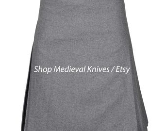 Premium Handmade Scottish Grey Wool 8 Yard Kilt | Real 16 Oz Wool | Highlander Kilt for Men | Traditional Kilt | Made to Order