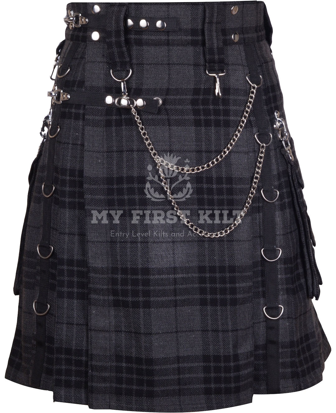 Utilty Goth Premium Scottish Utility Kilt - Gothic Kilt - Punk Kilt - Steampunk ...