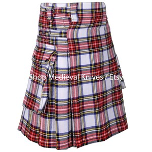 Scottish Stewart Dress Tartan Utility Kilt | Traditional Highlander Kilts for Men | 16 Oz Tartan Kilt | Custom Made Kilt | 70+ Tartans