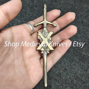 Scottish Kilt pin | Made of Brass Antique Metal | St. Andrew kilt Pin | Size 4.5 Inches | Premium Handmade Kilt Pin