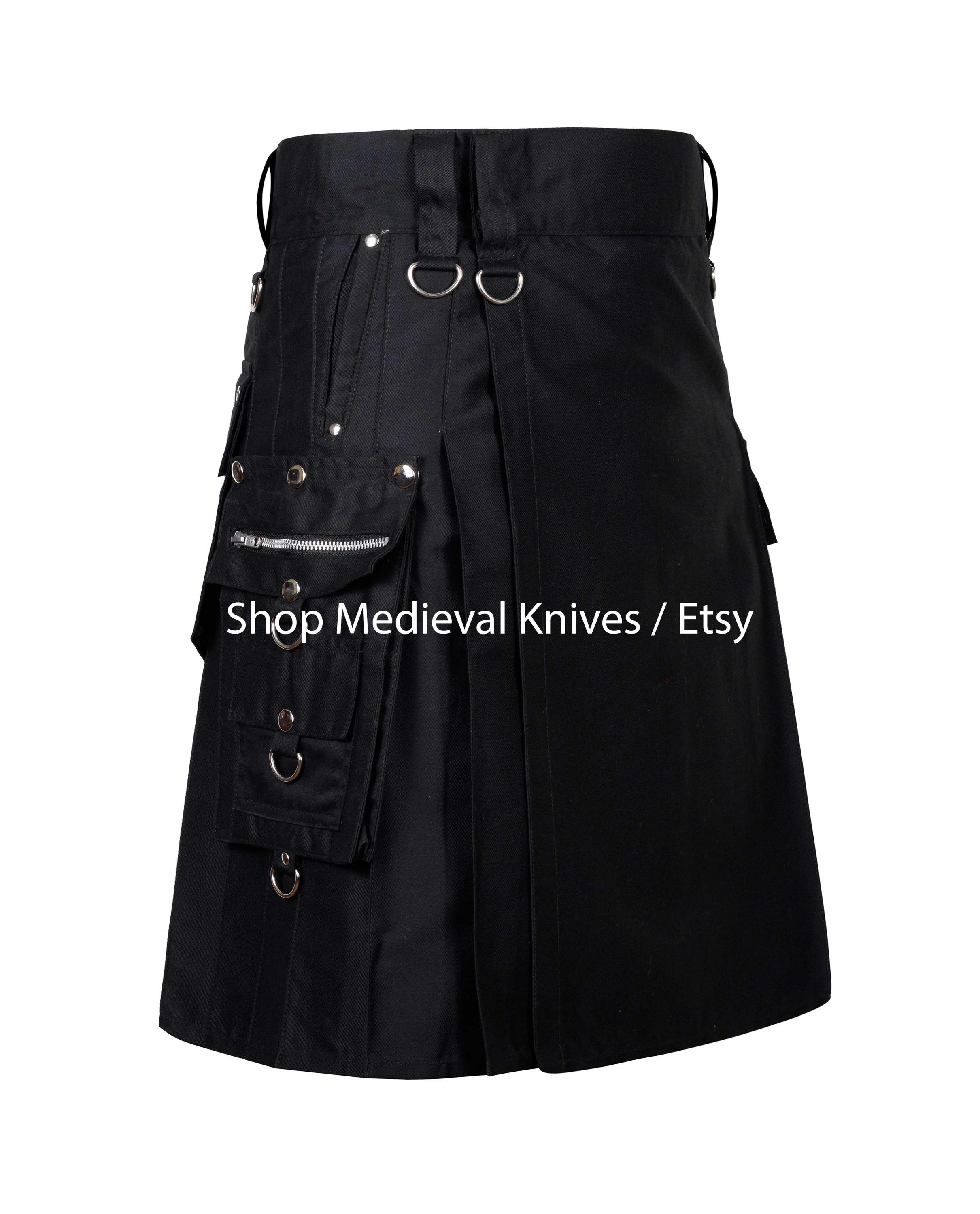 Utilty Goth Scottish Utility Kilt | Punk Rock Gothic Utility Kilt for Men | Gothic ...
