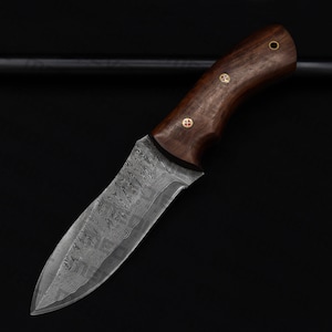 10 Inches Handmade Damascus Steel Skinner Hunting Knife, Survival Wood Handle Knife & Sheath
