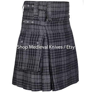 Scottish Gray Watch Tartan Utility Kilt | Traditional Highlander Kilts for Men | 16 Oz Tartan Kilt | Custom Made Kilt | 70+ Tartans