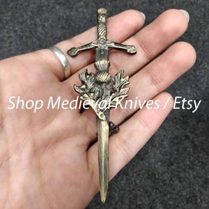 Scottish Kilt pin | Made of Brass Antique Metal | Thistle kilt Pin | Size 4.5 Inches | Premium Handmade Kilt Pin