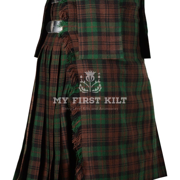 Brown Watch Tartan Scottish 8 Yard Kilt for Men - Afneembare Zakken - 16 Oz Tartan - Custom Made Traditionele Highlander Kilt -
