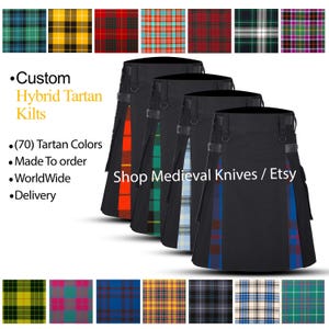 Hybrid Scottish Utility Kilts For Men | Heavy Cotton with Tartan Under Pleats Modern Cargo Pockets Kilt | Sport Kilt | Made to Order
