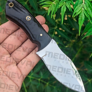 7 Inches D2 Steel Hunting Knife, Hand Forged Full Tang Camping Knife & Sheath