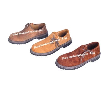 Premium Handmade Bavarian Lederhosen Shoes for Men – Suede Leather Oktoberfest Shoes in 3 Colors | Traditional German Alpine Footwear