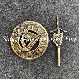 Traditional Scottish Kilt Accessories | Made of Brass Antique Metal | Kilt Pin, Brooch Pin | Premium handmade