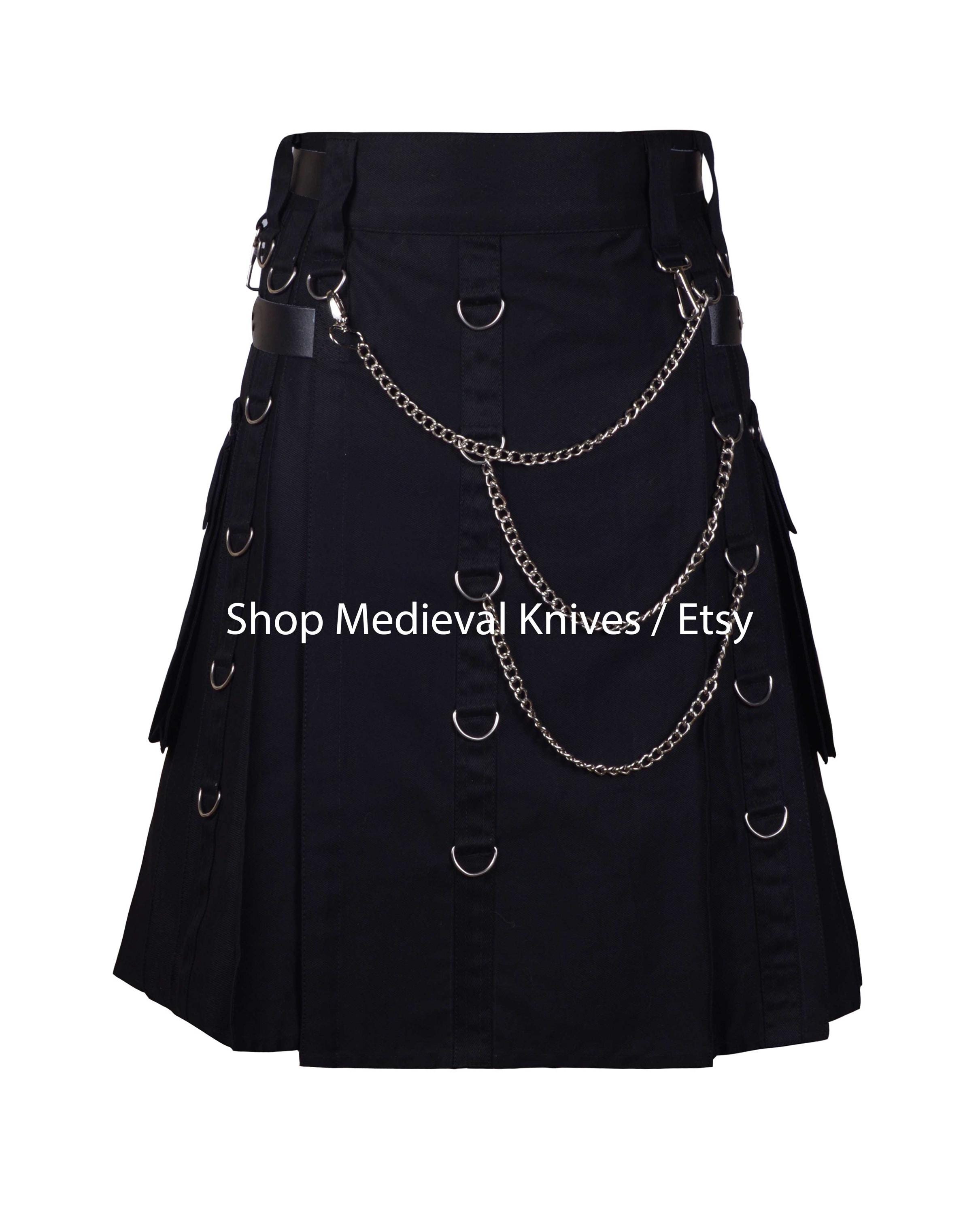 Utilty Goth Scottish Utility Kilt | Punk Rock Gothic Utility Kilt for Men | Gothic ...