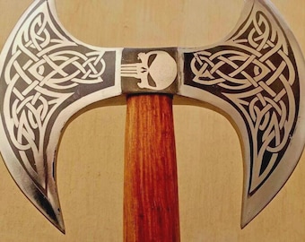 Handmade Double Headed Viking Axe Head, Bearded Axe Hand Forged Steel Double Blade Viking Axe Head Gift For Him, Christmas Gift