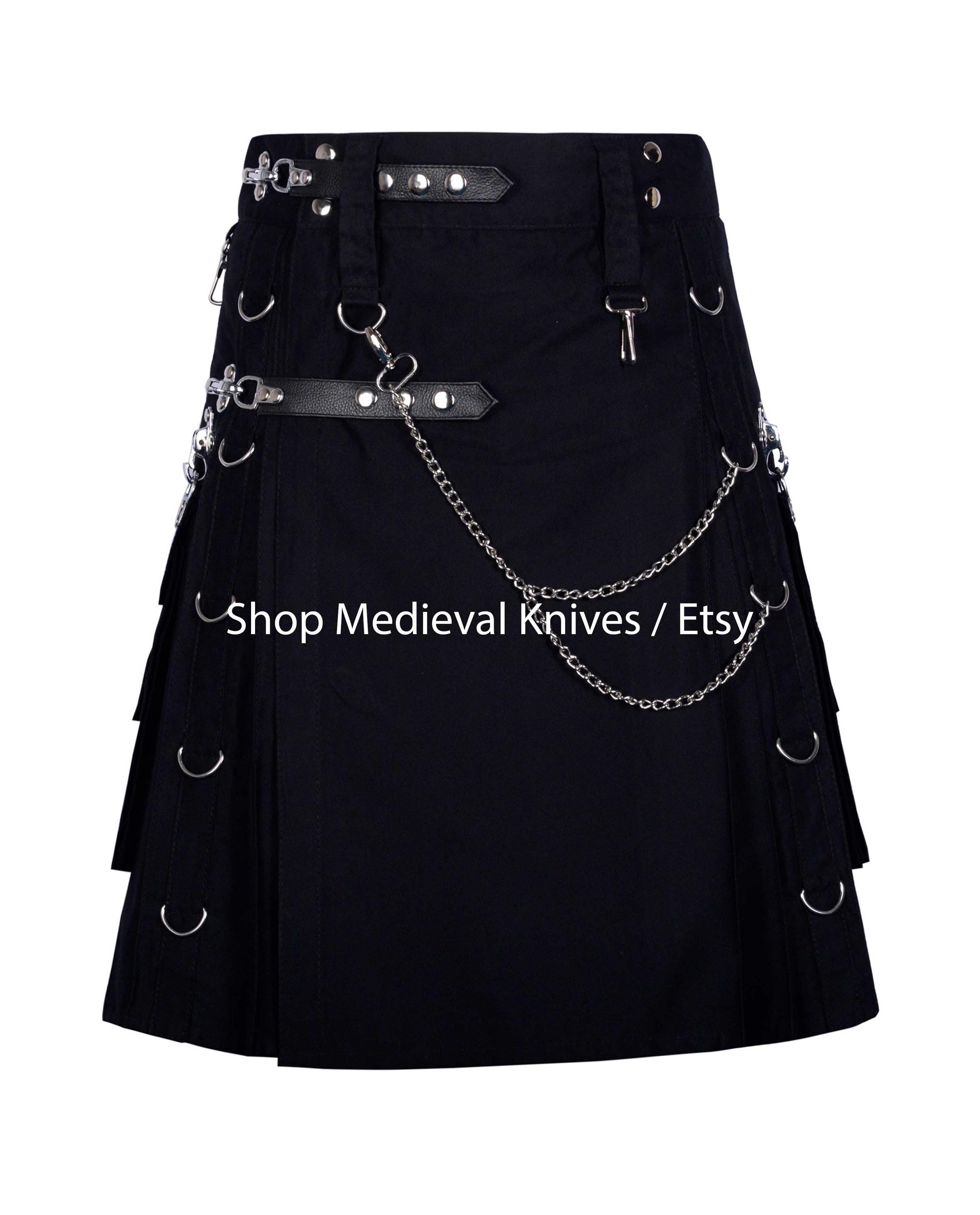 Utilty Goth Scottish Utility Kilt | Punk Rock Gothic Utility Kilt for Men | Gothic ...