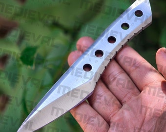 Cuchillo de caza Kiridashi de espiga completa de acero D2 forjado a mano, cuchillo desollador y funda