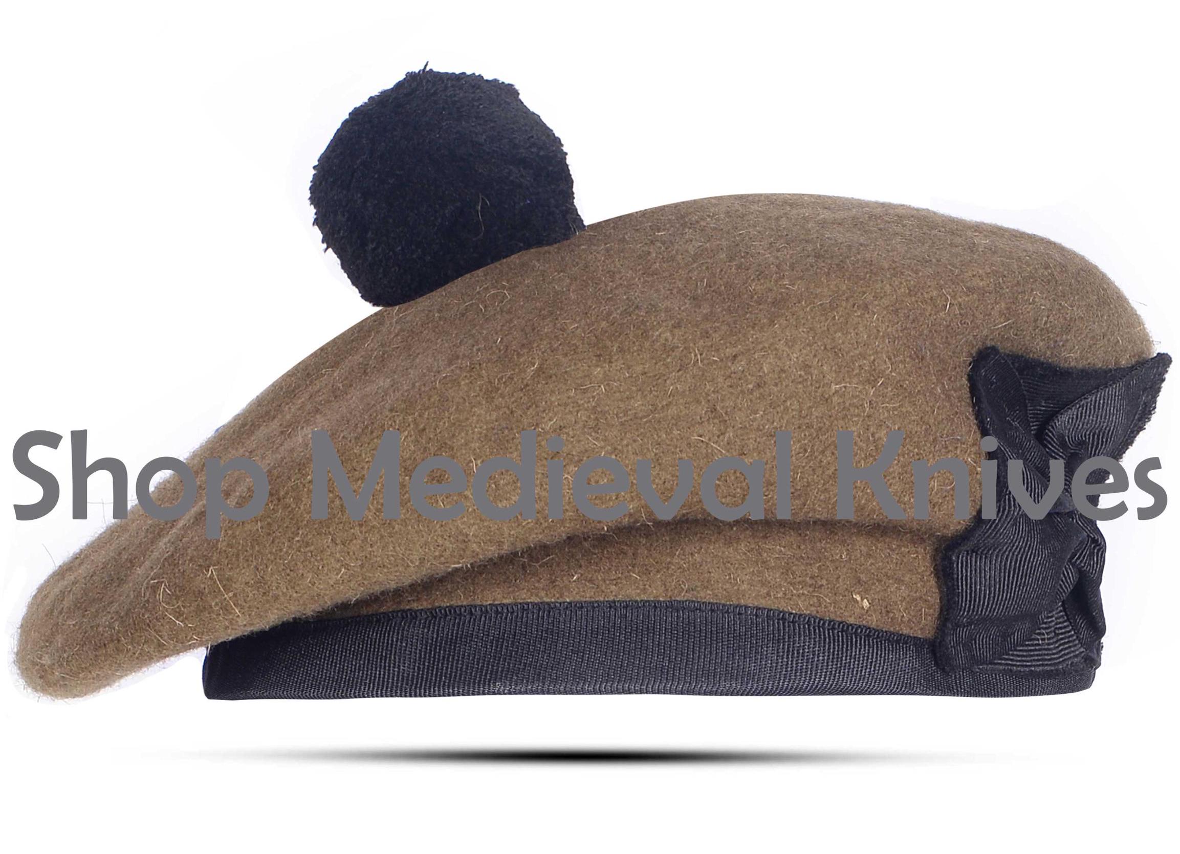 6933 Balmoral Black Scottish Diced Kilt Beret Scottish Balmoral Bonnet Hats - 100% Wool Military Cap  main image 4