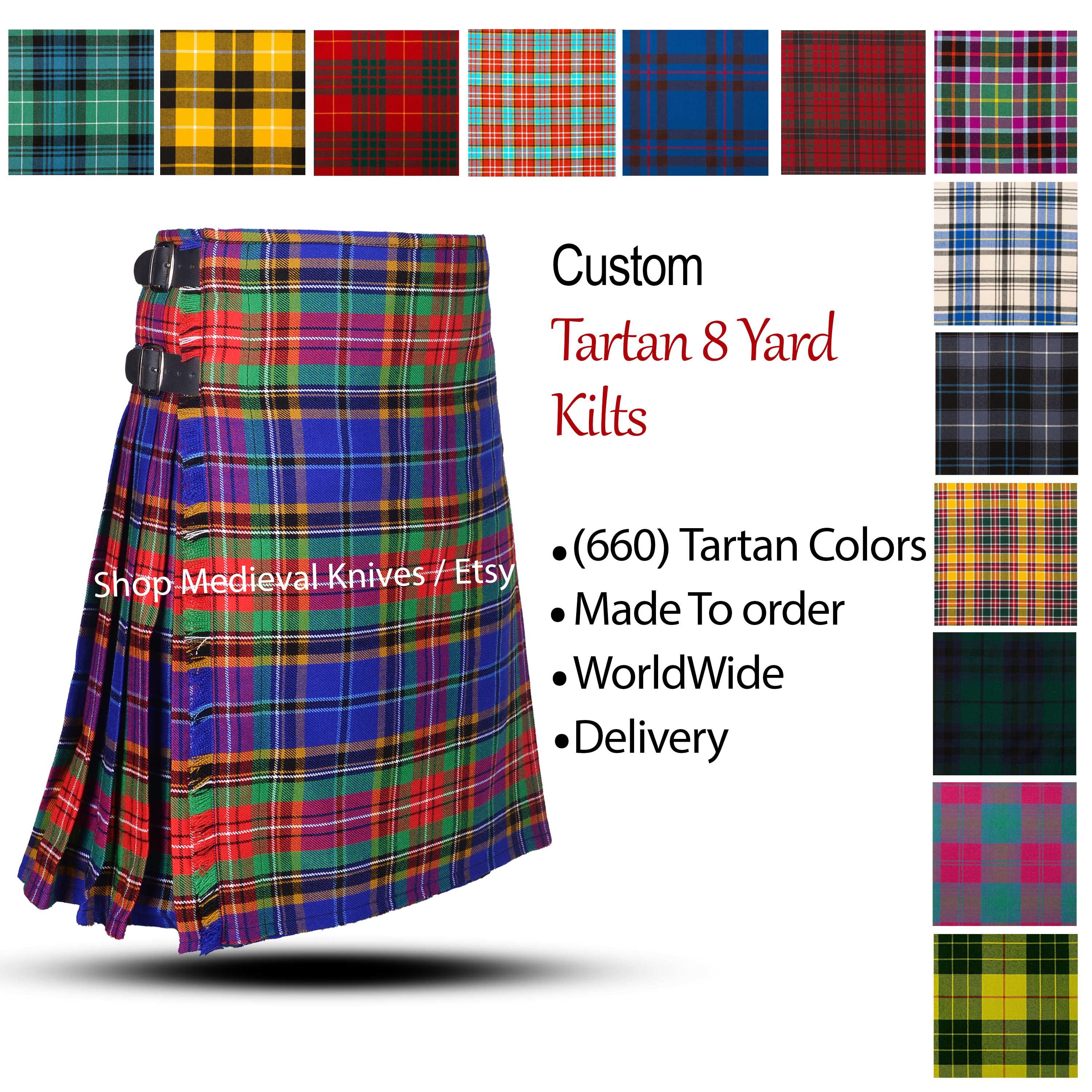 Traditional Scottish Tartan 8 Yard Kilt - Highlander Kilt for Men