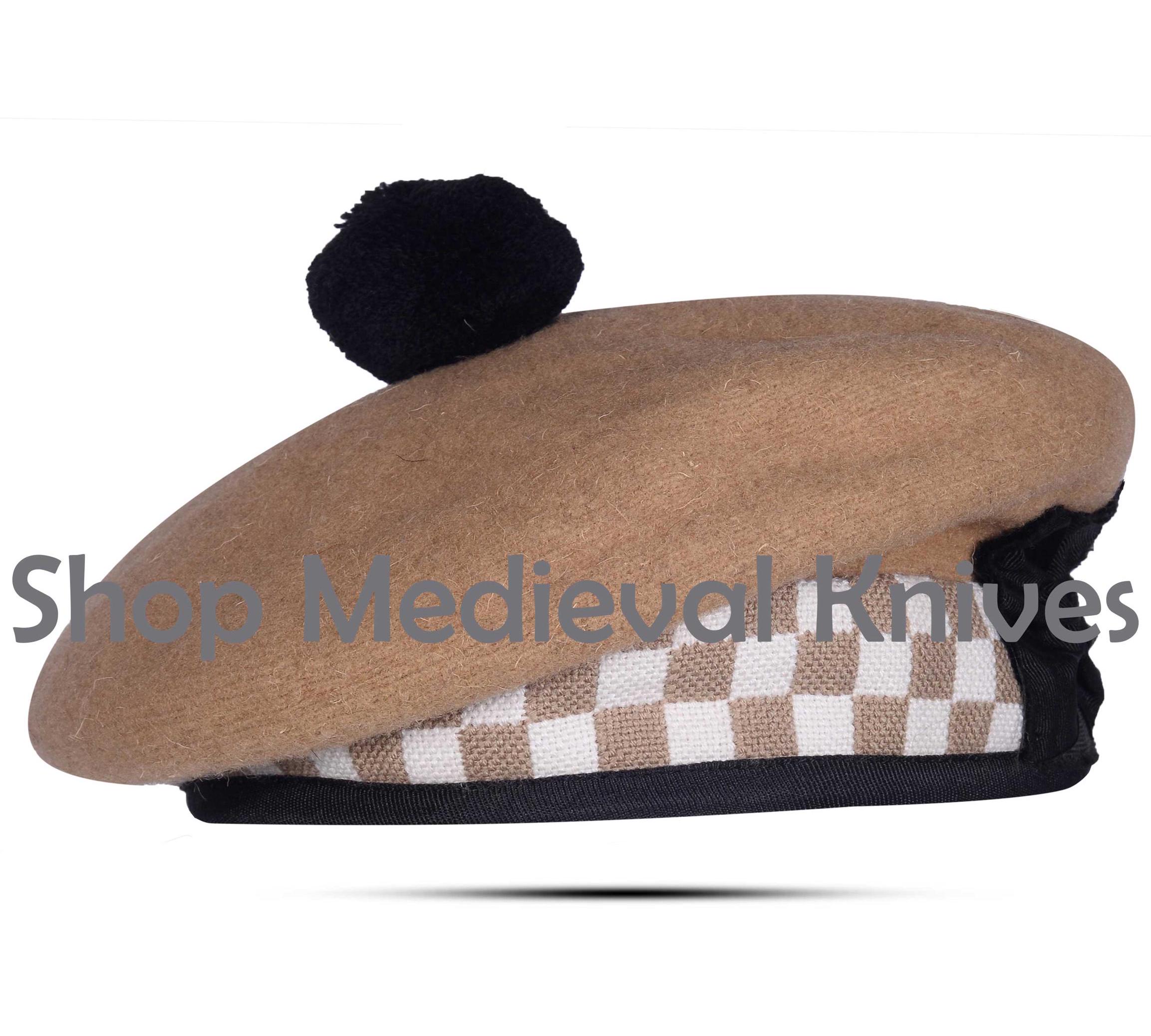 Scottish Balmoral Bonnet Hats - 100% Wool Military Cap 