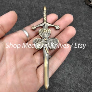 Scottish Kilt pin | Made of Brass Antique Metal | Shamrock kilt Pin | Size 4.5 Inches | Premium Handmade Kilt Pin