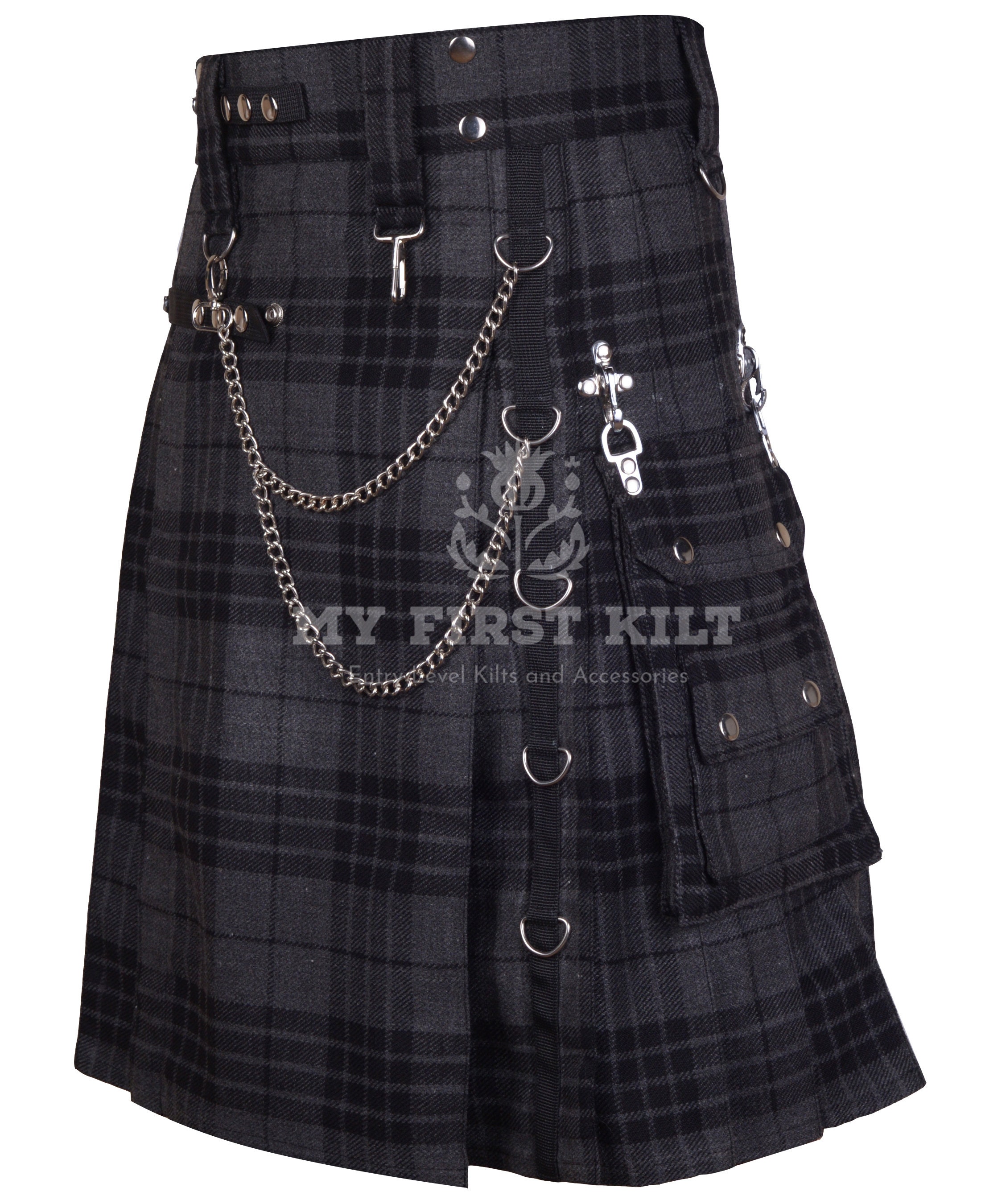 Utilty Goth Scottish Tartan Gothic Kilt Value Pack - Tartan Utility Kilt - Punk ...