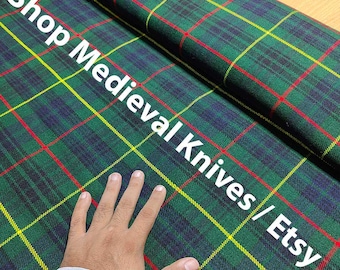 Hunting Stewart Tartan Fabric - 54 Inches Width - 16 Oz Acrylic Scottish Tartan - Machine Washable - Running Yards  - Homespun Fabric