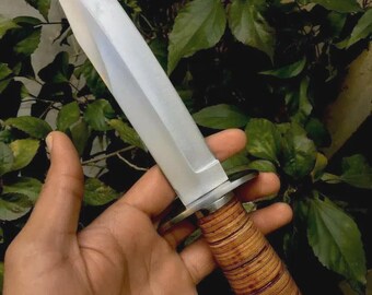Custom Handmade D2 Tool Steel Hunting Knife USA Knives Camping Knife With Leather Sheath