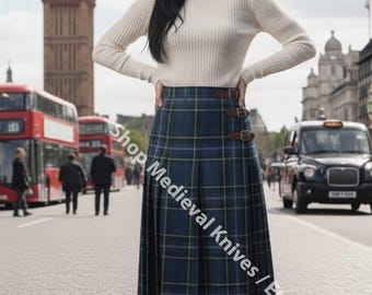Scottish Tartan Maxi Skirt for Women - Women Tartan Maxi Back Pleated Ladies Skirt - Floor Length Tartan Hostess Skirt - Custom Tartans