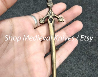 Scottish Kilt pin | Made of Brass Antique Metal | Sold kilt Pin | Size 4.5 Inches | Premium Handmade Kilt Pin