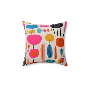 Rainbow Eclectic Shape Spun Polyester Square Pillow - Eye Popping Design