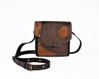 Handmade Leather Crossbody Bag: Brown Shoulder Phone Bag