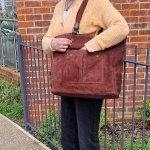 Suede Leather Tote Bag: Large Handmade Shopper Handbag