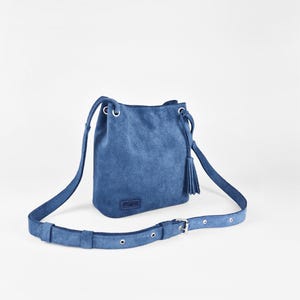 Leather Suede Bucket, Shoulder bag, Crossbody Drawstring, Gift Idea for her