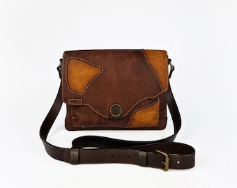 Handmade Leather Messenger Bag: Brown Crossbody Satchel
