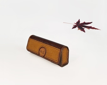 Personalized Leather Glasses Case: Handmade Monogrammed Eyewear Pouch