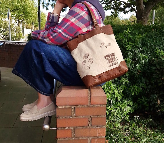 Canvas Leder Tote, Schulter Shopper, handgemachte Crossbody Tasche