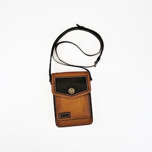 Leather Phone Bag, Crossbody Mobile Phone Case, Yellow Small Shoulder  iPhone Purse, Handmade gift