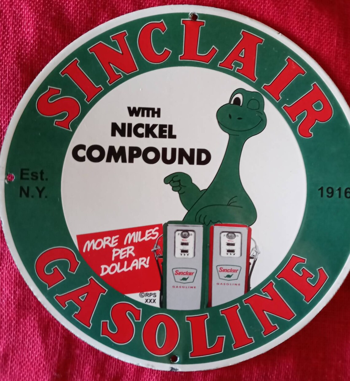 Vintage Style Sinclair Gas and Oil Pump Sign 12 Inches Round Etsy